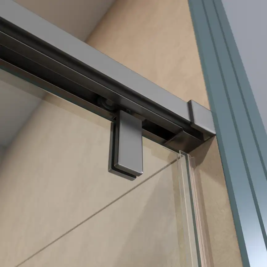 Душевая дверь BelBagno SOFT_CLOSE-1-BF-1-150-C-GM стекло прозрачное, профиль Оружейная сталь фото 5