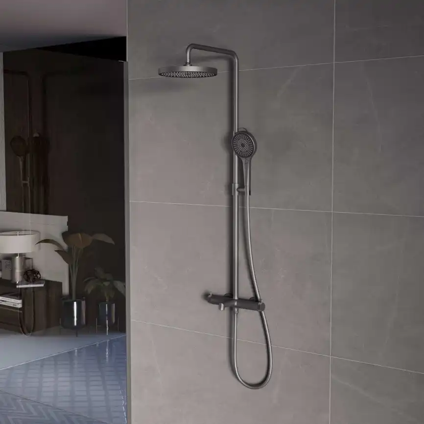 Душевая система  Vincea Rim VSFS-2RM1GM VSFS-2RM1GM для ванны с изливом, вороненая сталь фото 1