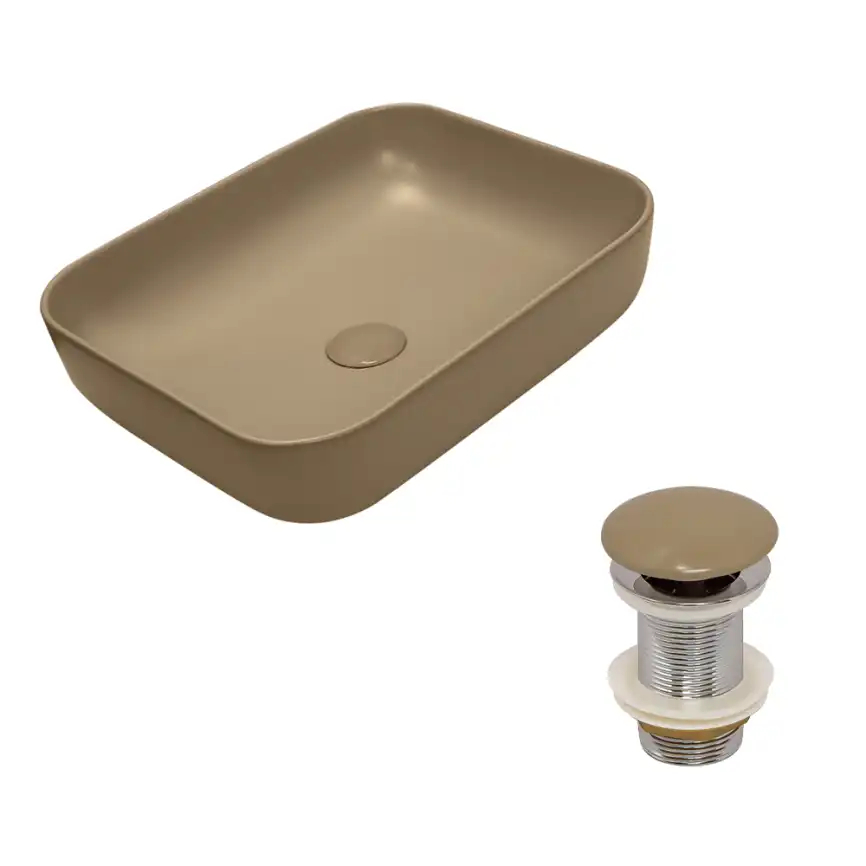 Раковина AVS Розали 50x39 капучино матовая с донным клапаном фото 1