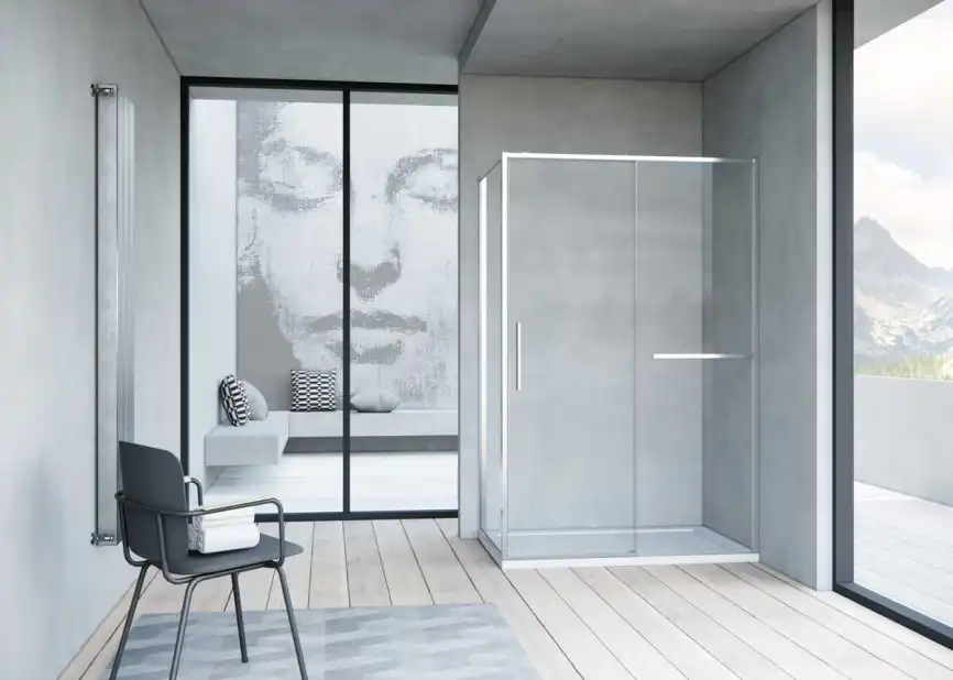 Душевой уголок Vincea Slim Soft 140х100 VSR-1SS1014CL, дверь раздвижная, профиль хром, стекло прозрачное фото 2