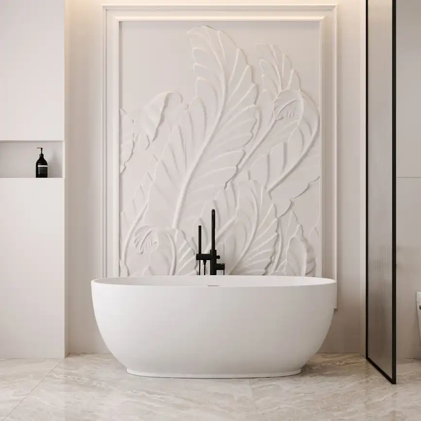 Ванна Abber Stein 150х80 AS9641-1.5 из искусственного камня, Белая матовая фото 8