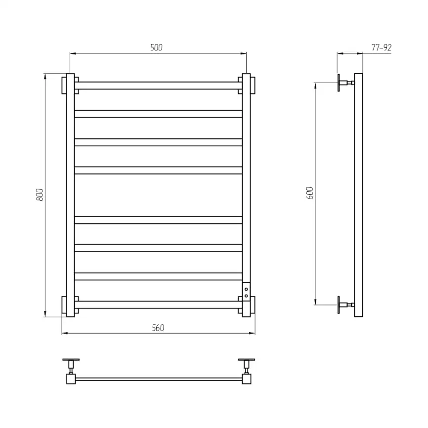Полотенцесушитель электрический 50x80 AVS Техно с терморегулятором, хром фото 9