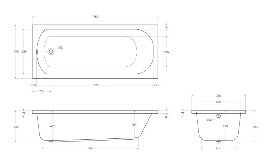 Акриловая ванна CEZARES ECO-175-75-41-W37 фото 11