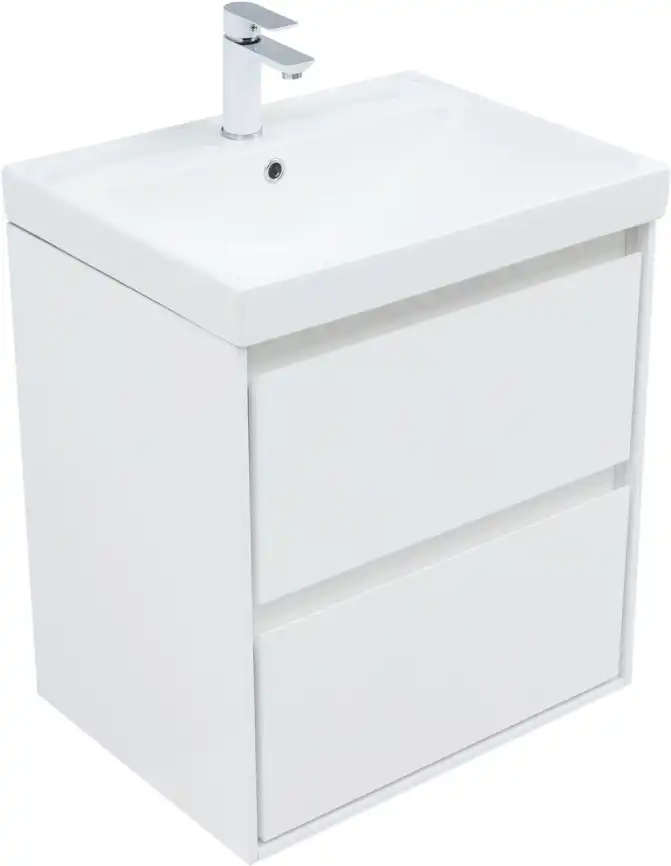 Тумба под раковину Aquanet Милан 60 белый глянец, подвесная, 336367 фото 11
