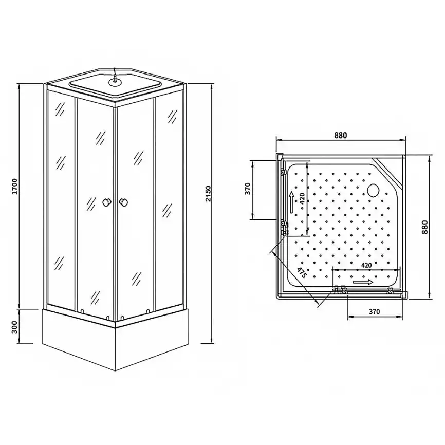 Душевая кабина Loranto 90х90 CS-990ETM/W-90, средний поддон, цвет профиля матовый хром фото 3