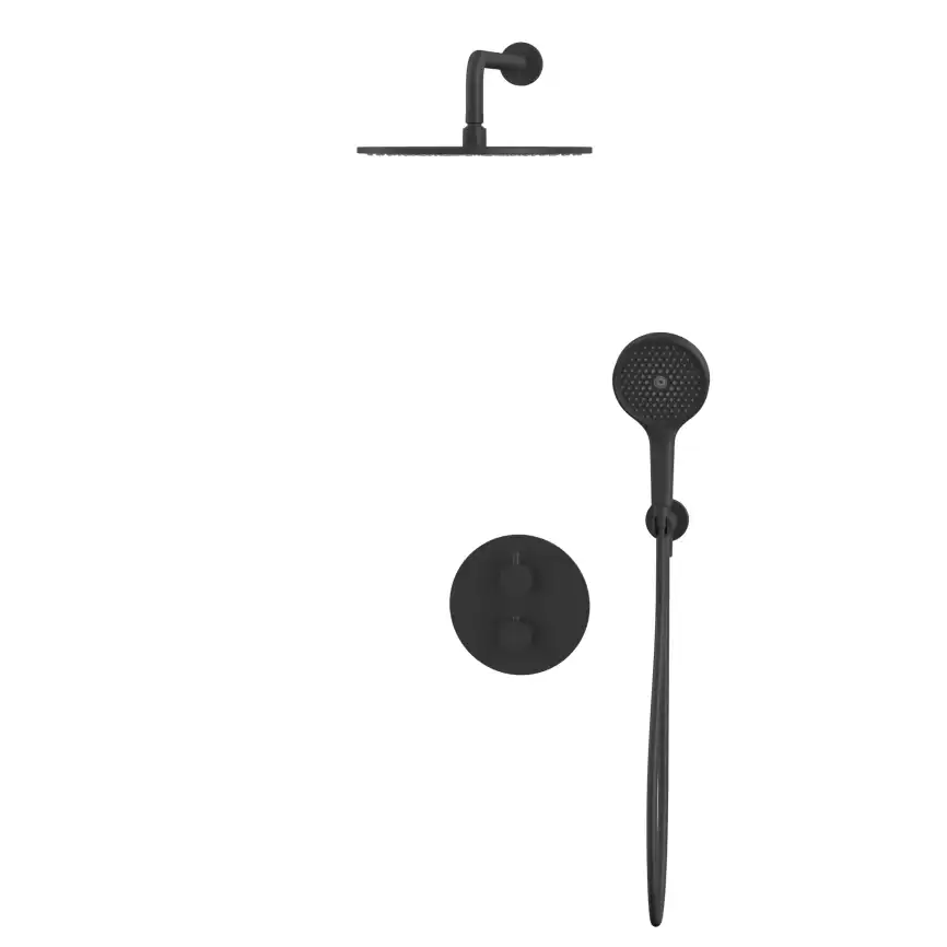 Душевая система для душа WHITECROSS Y black YSET08TOPBL, термостатическая, скрытого монтажа, Черный матовый фото 2