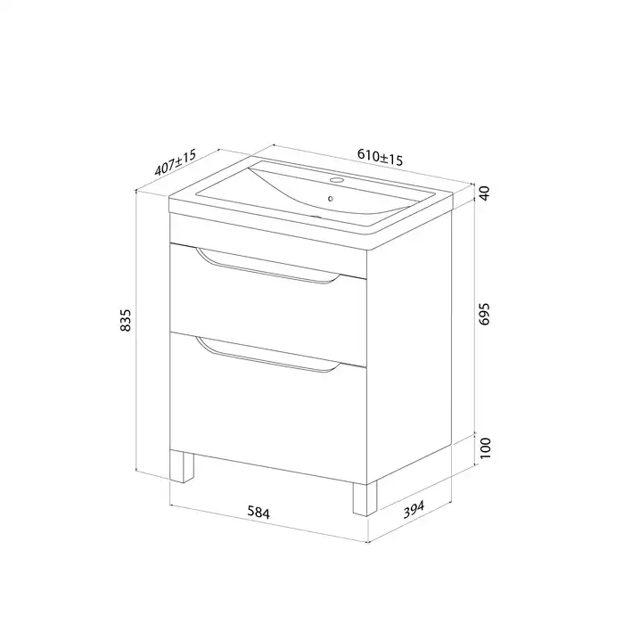Тумба с раковиной IDDIS Ray 60, напольная, Белая, RAY60WFi95K фото 2