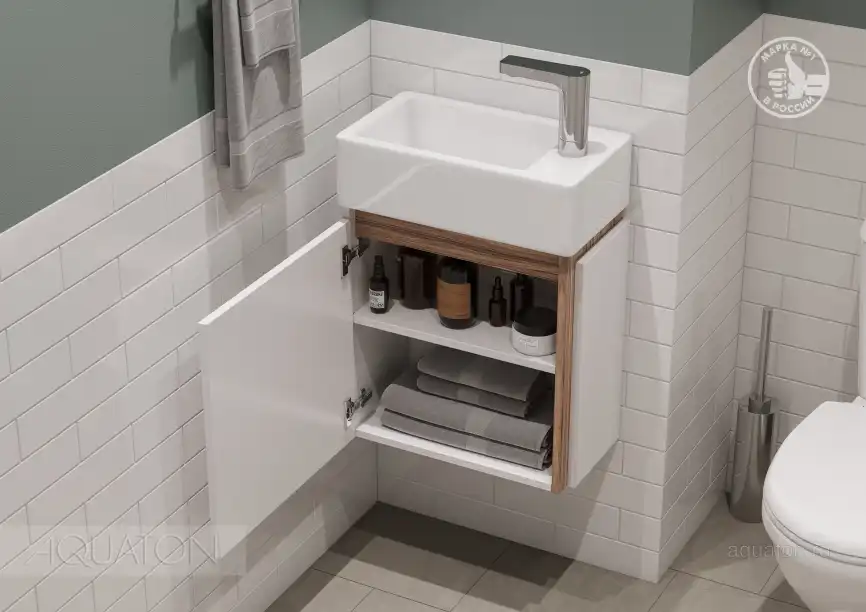 Тумба под раковину Aquaton Эклипс 46 M 1A172801EK49L подвесная левая, цвет эбони светлый фото 8