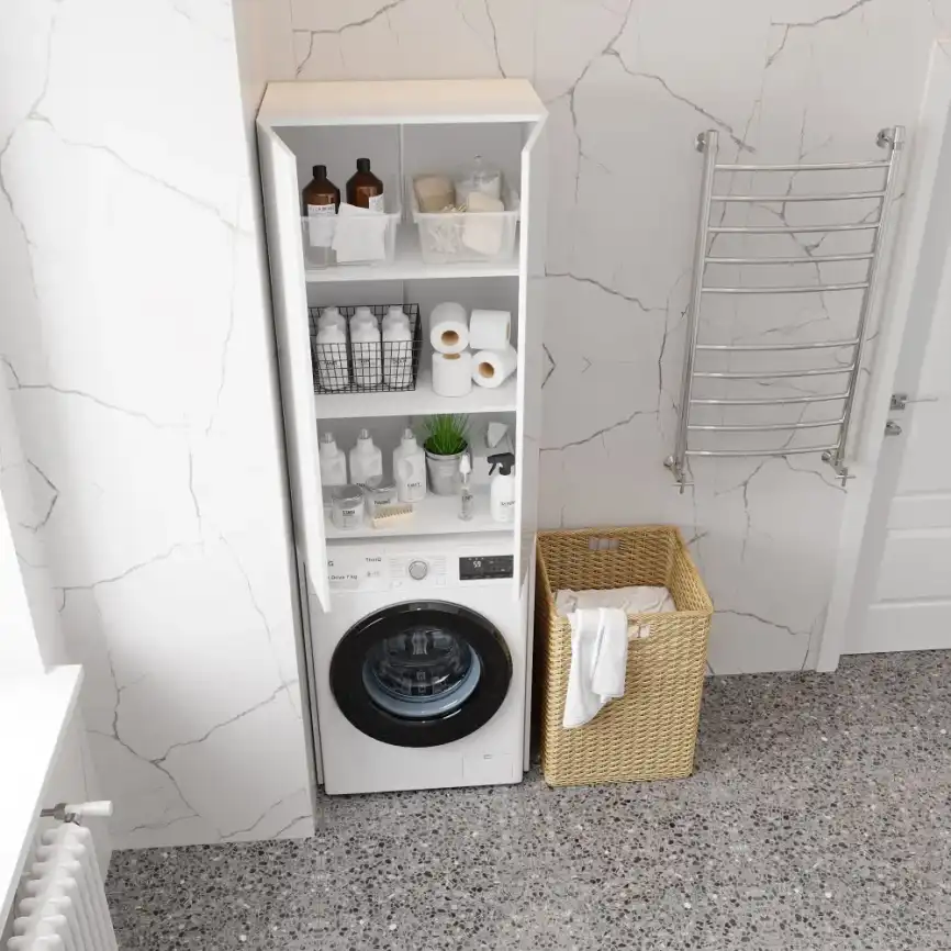 Пенал AURA под стиральную машину 40 напольный Белый фото 4