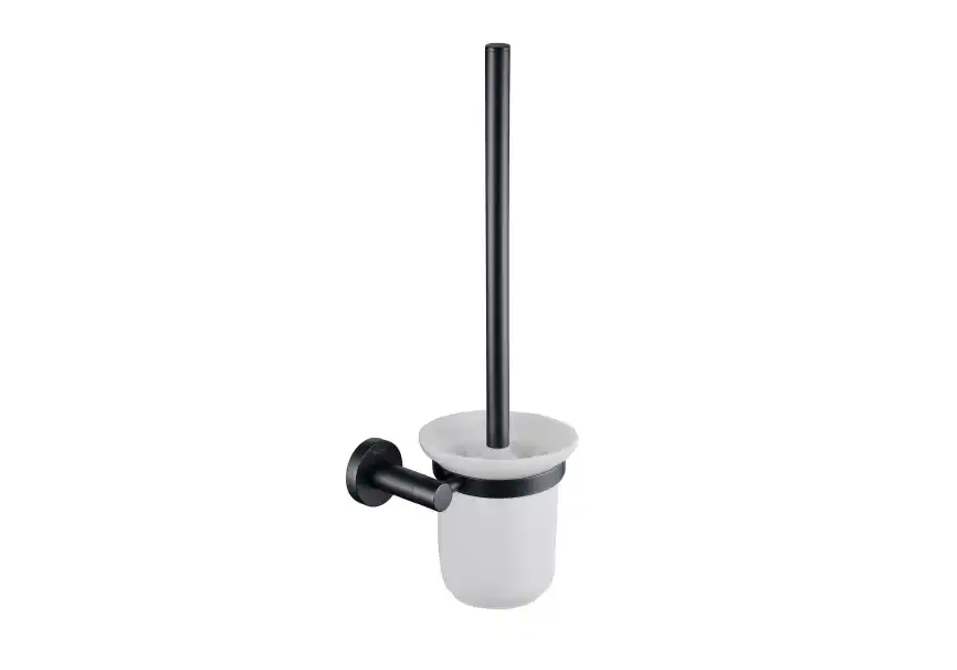 Ершик для унитаза Aquatek Вега AQ4010MB, Черный матовый / Стекло матовое белое фото 1