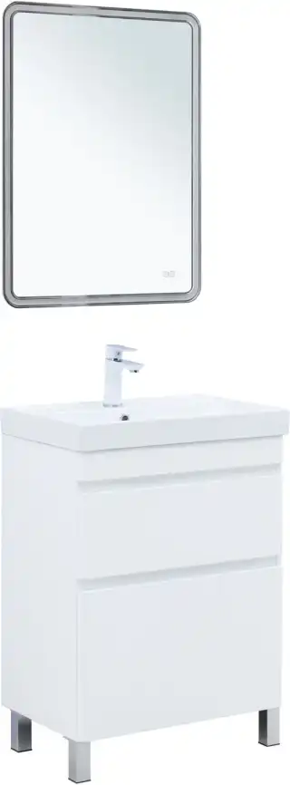 Тумба под раковину Aquanet Слим 60 напольная, белый сатин, 346042 фото 7