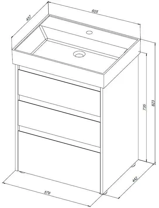 Тумба под раковину Aquanet Nova Lite 60 дуб рустикальный (3 ящика) 302471 фото 2
