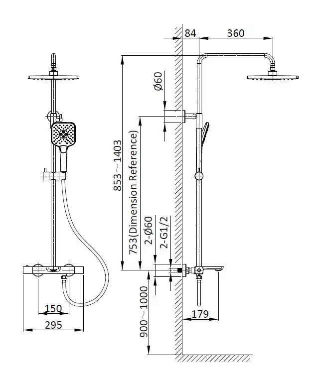 Душевая система  Vincea Next VSFS-1N1TCH VSFS-1N1TCH  с термостатом, хром фото 10
