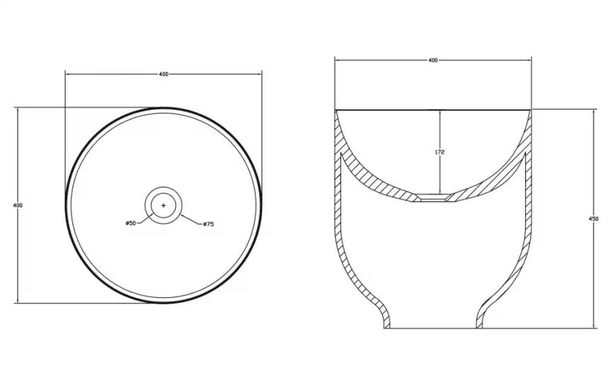 Раковина накладная ABBER STEIN 40х40х45 AS2618, круглая, белая матовая фото 5