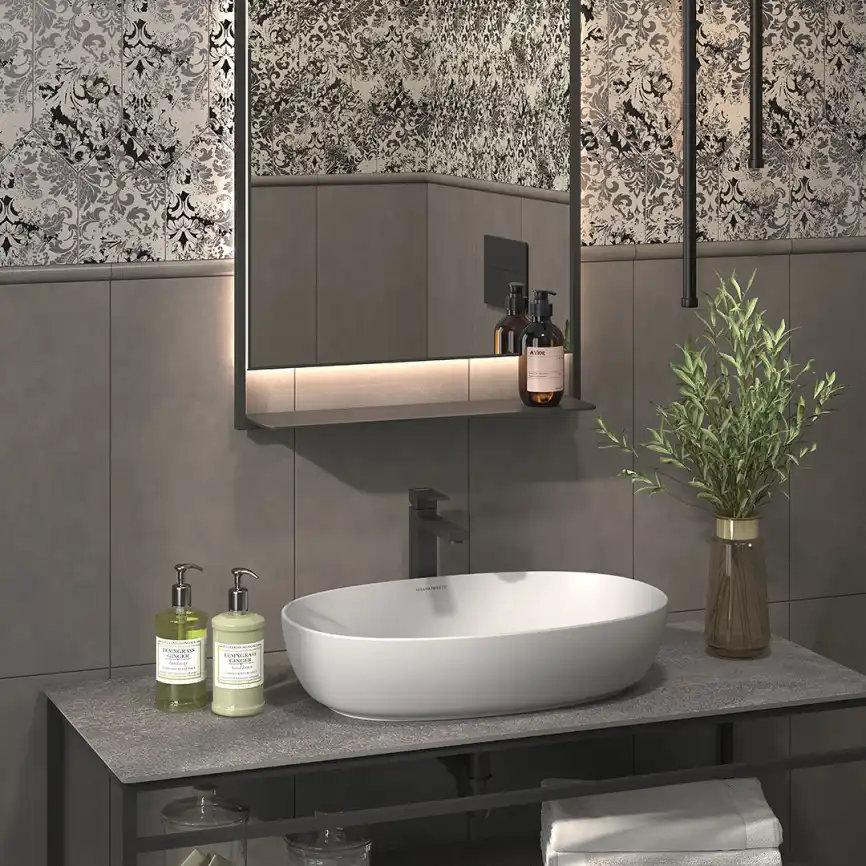 Раковина KERAMA MARAZZI PLAZA накладная, 60 см, белая глянцевая, PLR.wb.60 фото 3