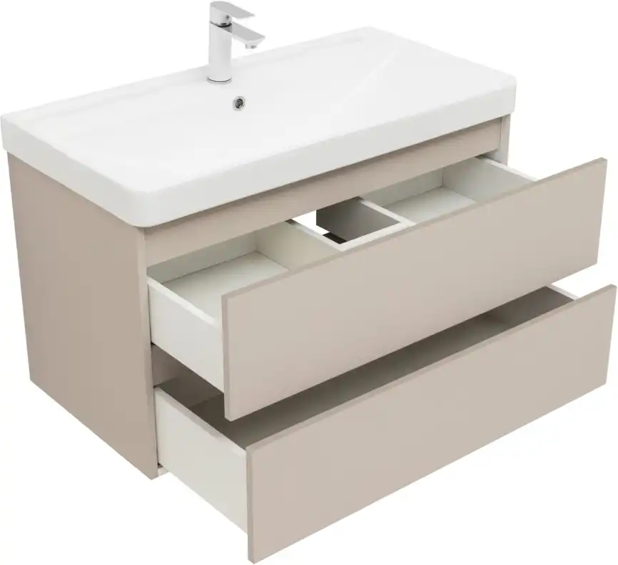 Тумба под раковину Aquanet Вега 2.0 90 бежевый, подвесная, 337944 фото 4