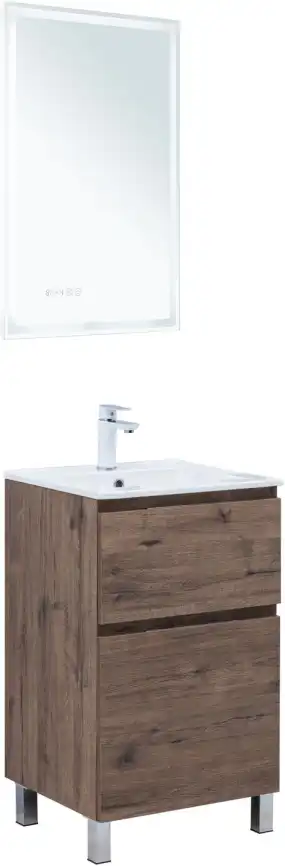 Тумба под раковину Aquanet Алвита New 50 напольная, дуб веллингтон табак, 344126 фото 7