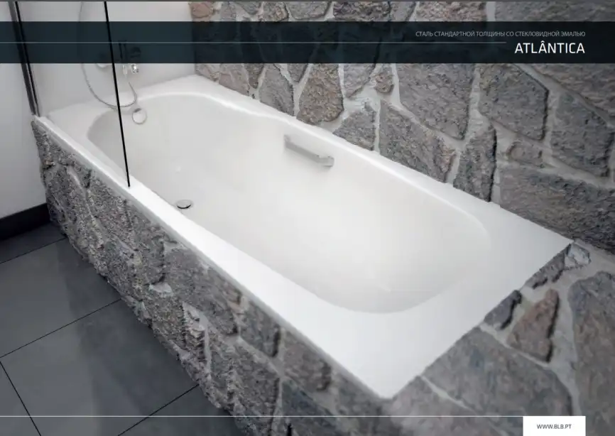 Стальная ванна BLB Atlantica HG 180х80 B80J с/руч 3,5 mm с отверстиями для ручек, Белая фото 3