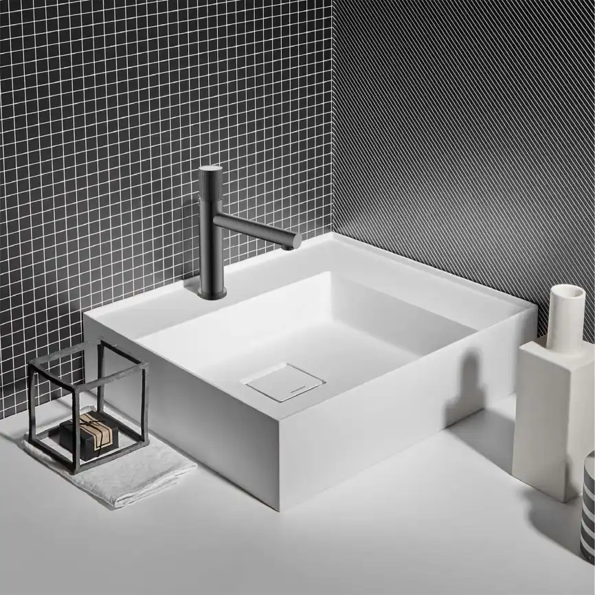 Смеситель для раковины Vincea Groove VBF-4G1GM, вороненая сталь фото 1