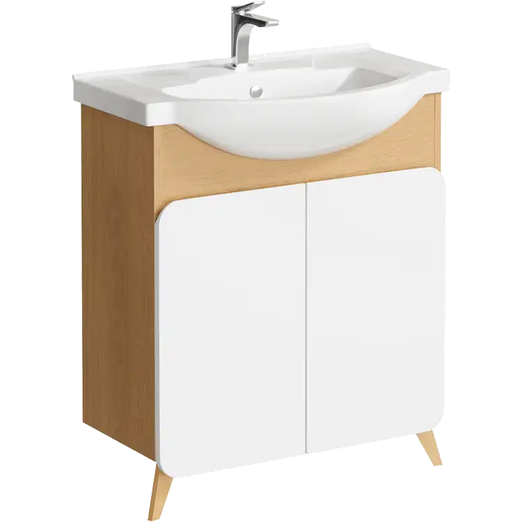 Тумба с раковиной напольная Aqwella Basic 70 см, BAS0107DZ, цвет Дуб золотой фото 1