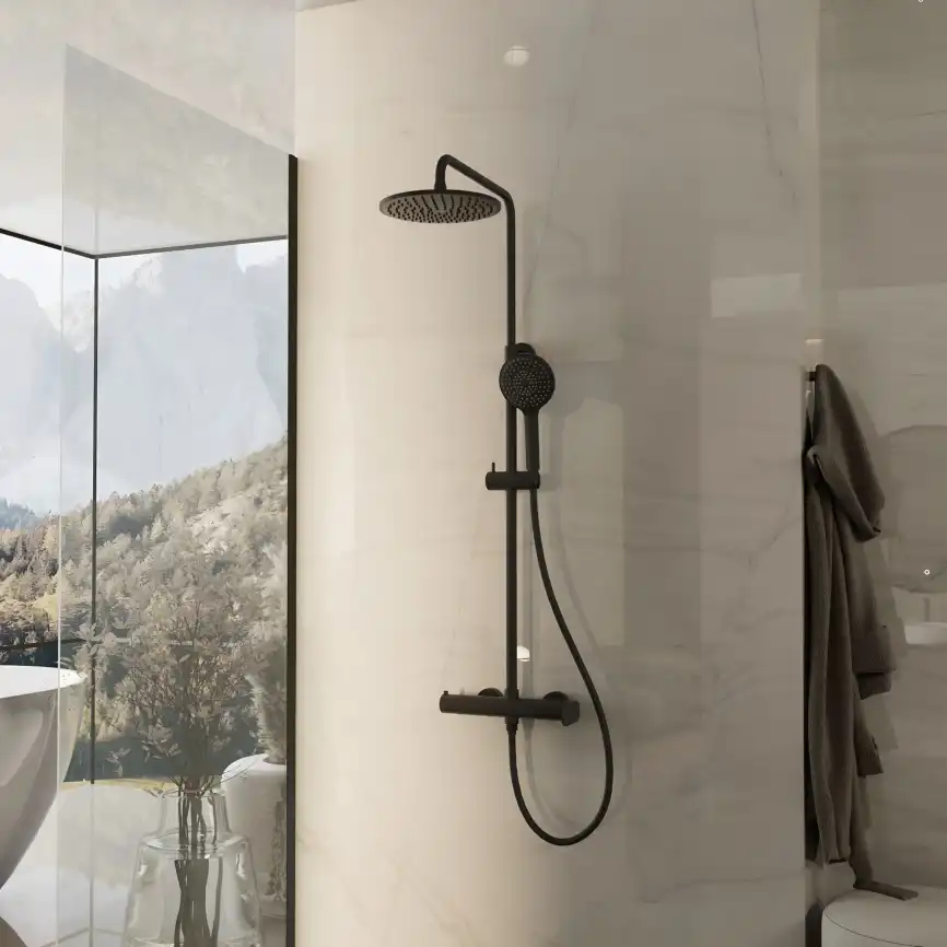 Душевая система  Vincea Rondo VSFS-1R0MB VSFS-1R0MB для душа без излива, черный матовый фото 1