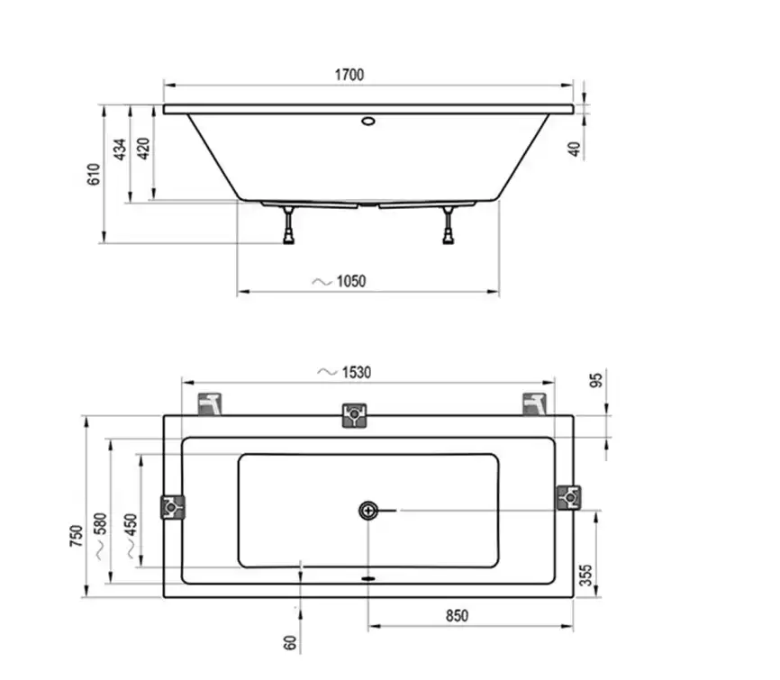 Акриловая ванна Ravak FORMY 01 170х75 C691000000 прямоугольная, Белая фото 2
