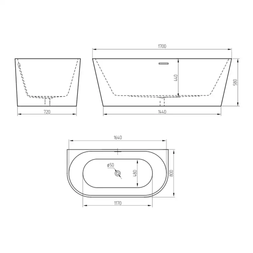 Акриловая ванна AVS Антея 170х80 807-0001-WG-F, белая фото 5
