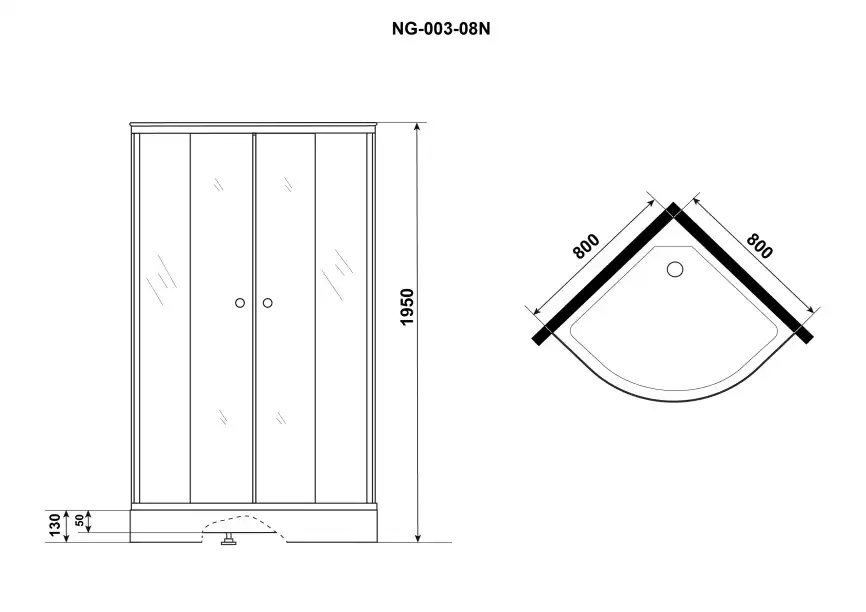 Душевой уголок Niagara Eco 80х80 NG-003-14 низкий 13 см поддон стекло МАТОВОЕ фото 3