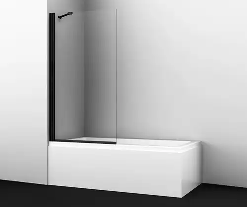 Шторка для ванны WasserKRAFT Berkel 48P 80 см, 48P01-80 BLACK Fixed, профиль Черный, стекло Прозрачное фото 1