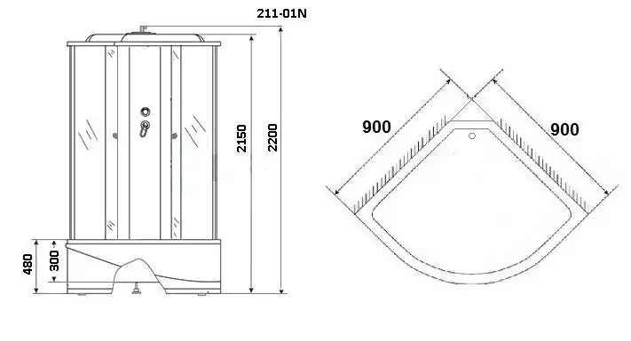 Душевая кабина Niagara Ultra 90х90х220 NG-211-01N высокий поддон, с гидромассажем фото 2