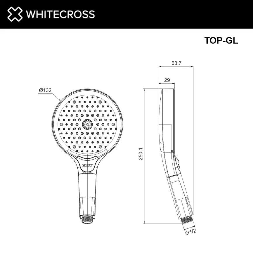 Душевая лейка WHITECROSS Y gold TOP-GL, 3 режима, Золото глянцевое фото 2