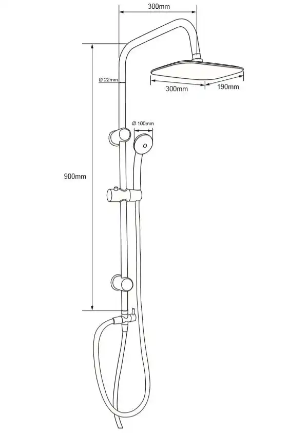 Душевая система Aquanet Passion AF300-70-RC-B для ванны и душа без смесителя, с верхним и ручным душем, Черный матовый фото 2