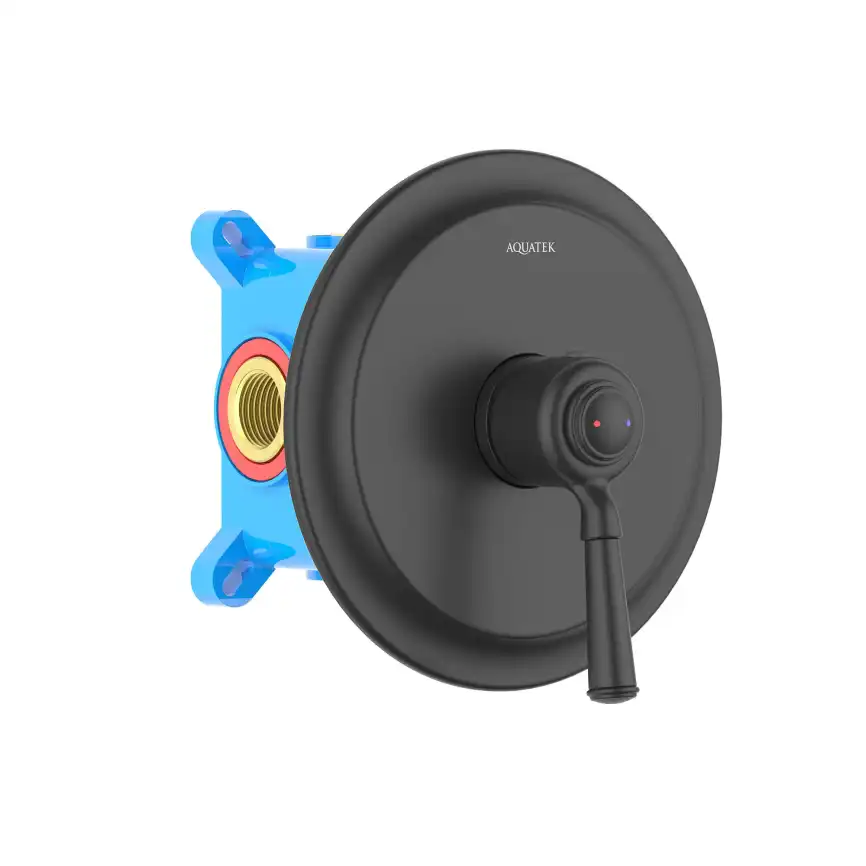 Смеситель для душа Aquatek Классик AQ1566MB встраиваемый, с внутренней частью, Черный матовый фото 1
