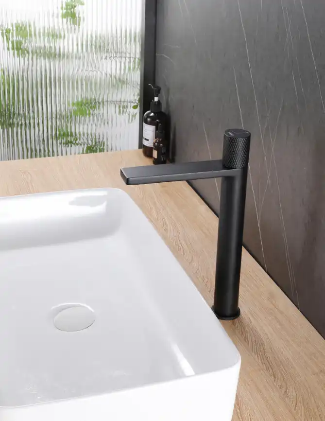 Смеситель для накладной раковины Abber Rund AF8711B, однорычажный, высокий, Черный матовый фото 2