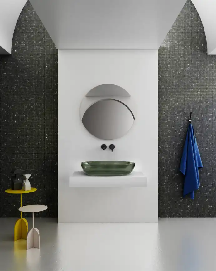 Раковина накладная ABBER KRISTALL 60х40х13 AT2801Vesuvian, овальная, оливковая фото 4