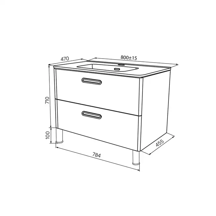 Тумба с раковиной IDDIS Brick 80, напольная, Белая, BRI80WFi95K фото 6