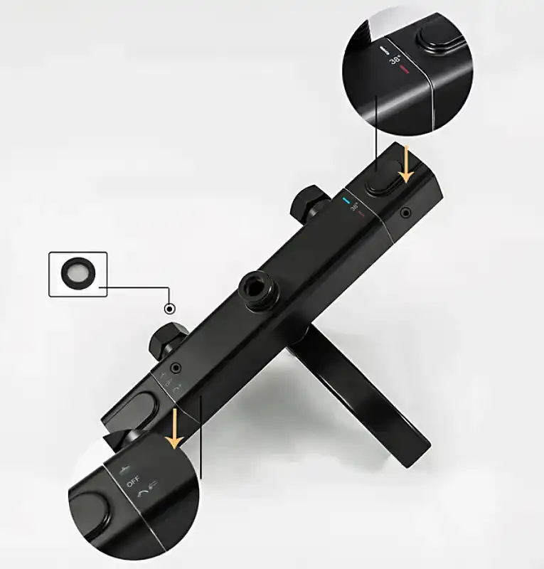 Душевая система Gappo G2491-6  с тропическим душем и термостатом, Черный матовый фото 5