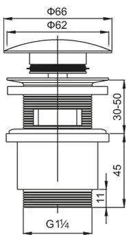 Донный клапан с переливом CEZARES CZR-SAT5-01 Хром фото 2