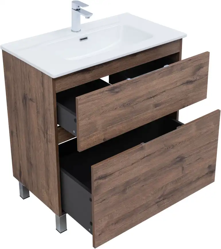 Тумба под раковину Aquanet Алвита New 80 напольная, дуб веллингтон табак, 344129 фото 4