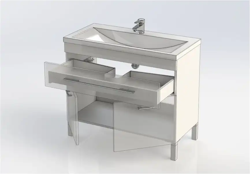 Тумба под раковину Aquanet Верона 100 белый (напольная 1 ящик 2 дверцы) 182710 фото 7