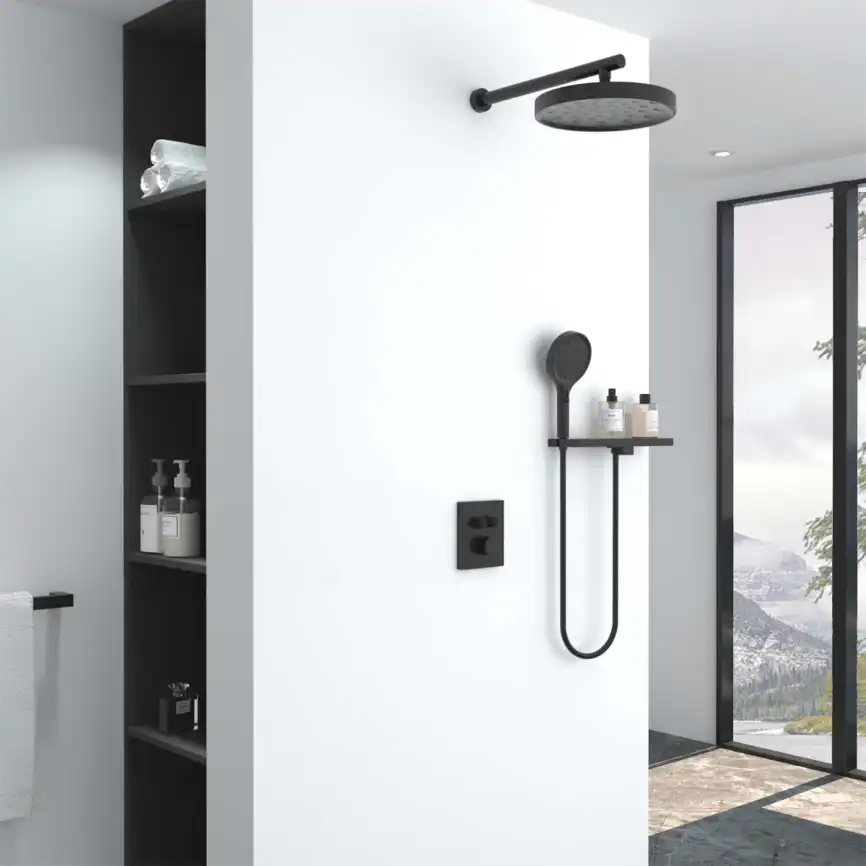 Душевая система  Vincea Inspire VSFW-3I21MT2RMB VSFW-3I21MT2RMB  с термостатом, встраиваемая, черный матовый фото 1