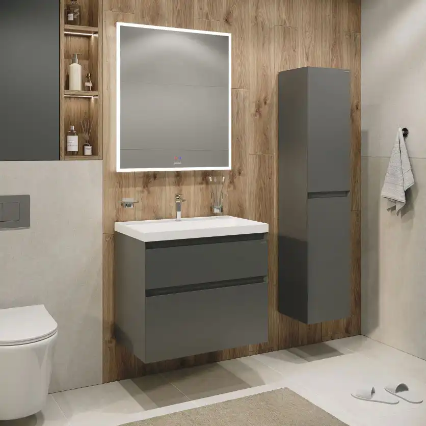 Тумба под раковину Grossman Меркадо 80 подвесная, графит матовый (108081) фото 6