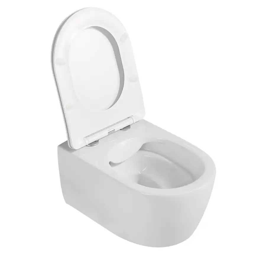 Подвесной унитаз ABBER Bequem AC1104 белый, безободковый, с сиденьем микролифт фото 6