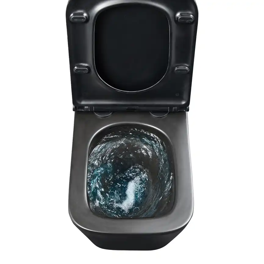 Подвесной унитаз Lemark FLOREX 9612002, безободковый с сиденьем микролифт, смыв вихревой Торнадо 3.0, чёрный матовый фото 8