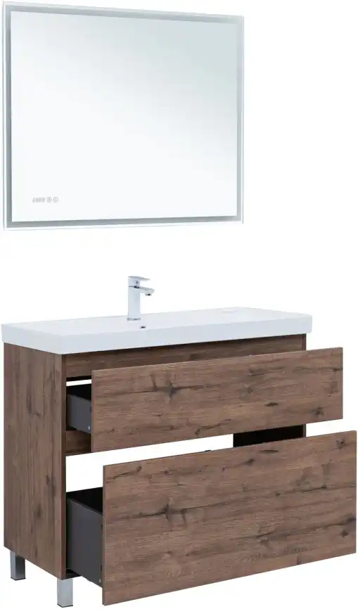 Тумба под раковину Aquanet Алвита New 100 напольная, дуб веллингтон табак, 344130 фото 10