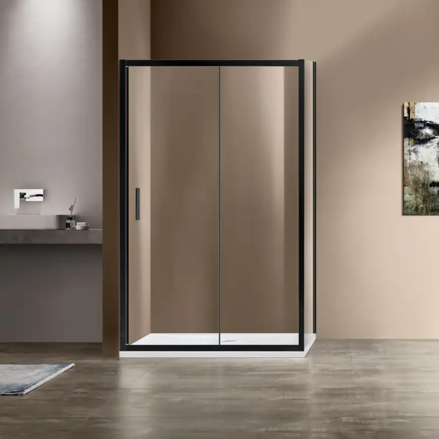 Душевой уголок Vincea Garda 120х100 VSR-1G1012CLB, профиль черный, стекло Прозрачное фото 1
