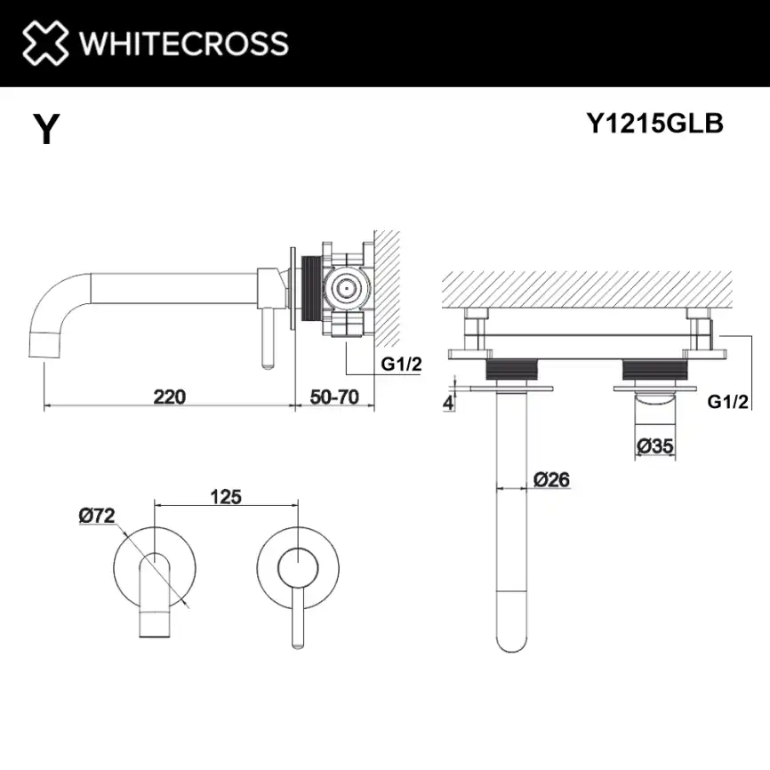 Смеситель для раковины Whitecross Y brushed gold скрытого монтажа Золото брашированное, Y1215GLB фото 3