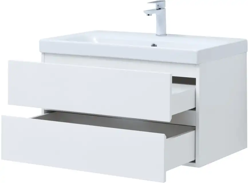 Тумба под раковину Aquanet Беркли 80 белый глянец (2 ящика) 302351 фото 6