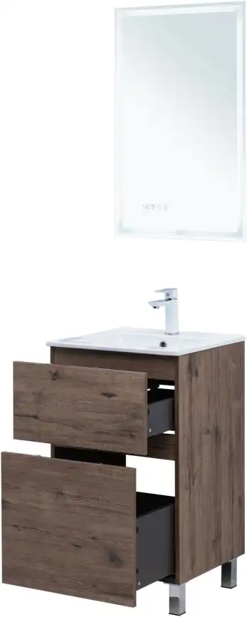 Тумба под раковину Aquanet Алвита New 50 напольная, дуб веллингтон табак, 344126 фото 9