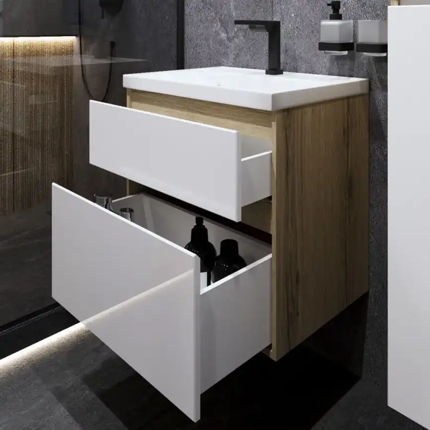 Тумба с раковиной FAURAplus Аврора 60-2, подвесная (Раковина Classica 60) Фасад Белый фото 4